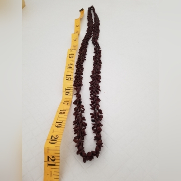 Vintage Hawaiian Koa Seed Necklace Artisan Crafted Hand Beaded 21 Inch - Picture 2 of 4